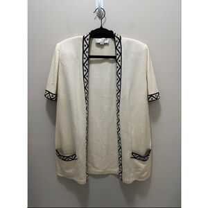 ST JOHN COLLECTION | Cream & Brown Cardigan M